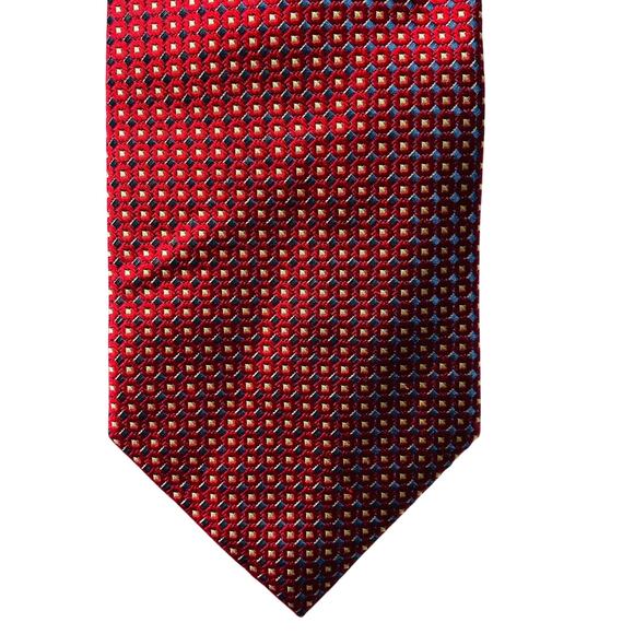 Stafford Red & Blue Print 100% Silk Tie 58.5" - Picture 2 of 5
